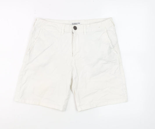 Cedar Wood State Men’s White Chino Shorts W30 Regular Fit Cotton