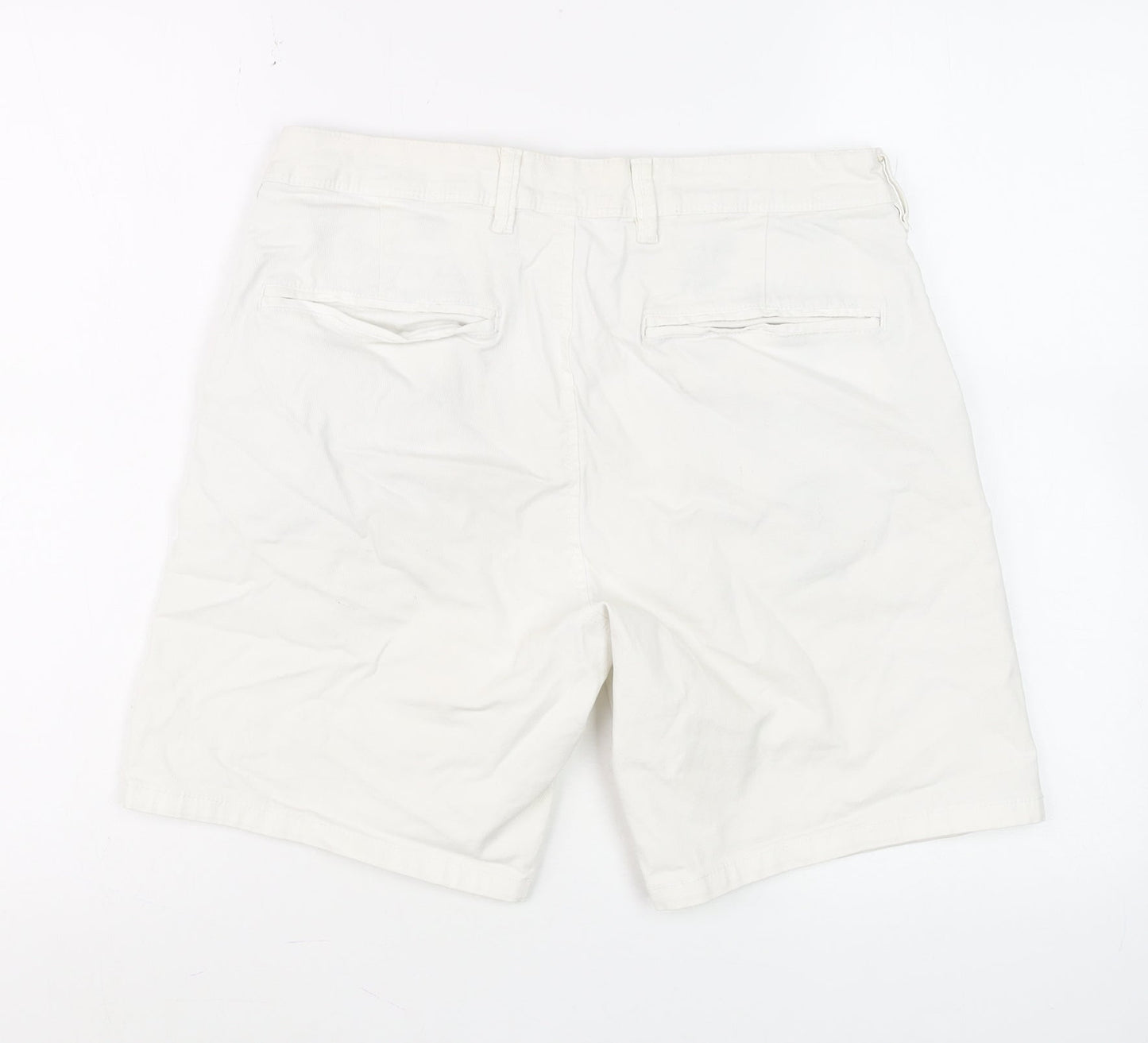 Cedar Wood State Men’s White Chino Shorts W30 Regular Fit Cotton