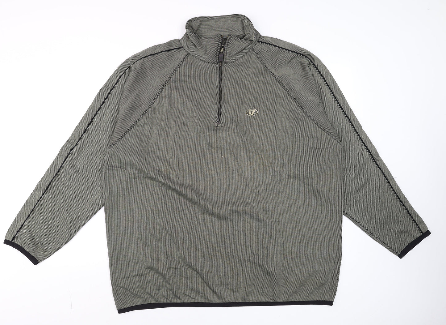 Line 7 Men's Grey 1/2 Zip Long Sleeve Cotton Blend T-Shirt XXL