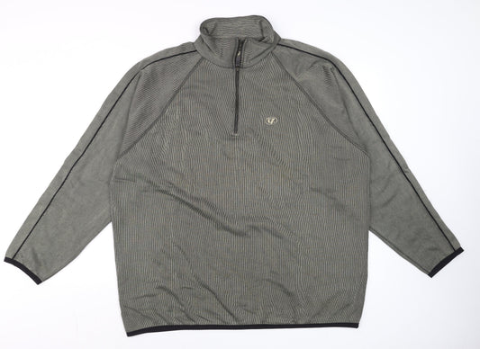 Line 7 Men's Grey 1/2 Zip Long Sleeve Cotton Blend T-Shirt XXL