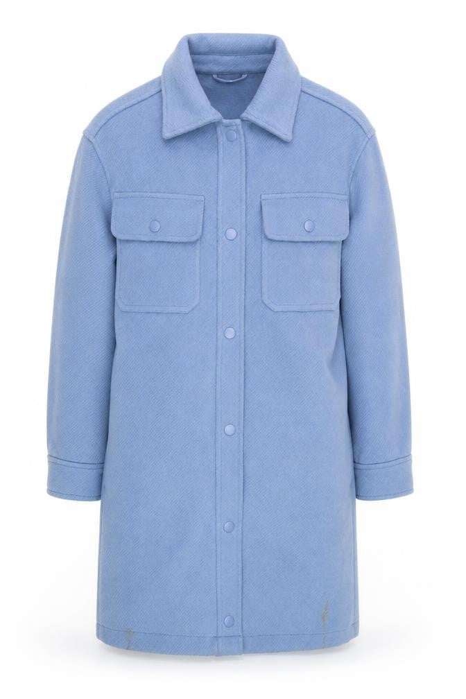 Marks & Spencer Women’s Blue Long Overcoat XS Fleece Button Detail