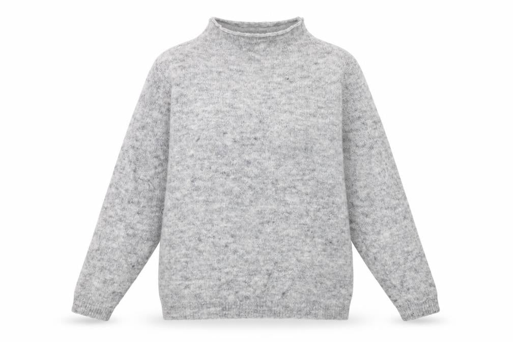 Fransa Womens Grey Mock Neck Wool Blend Pullover Jumper L