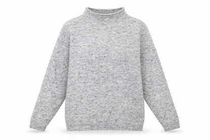 Fransa Womens Grey Mock Neck Wool Blend Pullover Jumper L