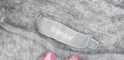 Fransa Womens Grey Mock Neck Wool Blend Pullover Jumper L