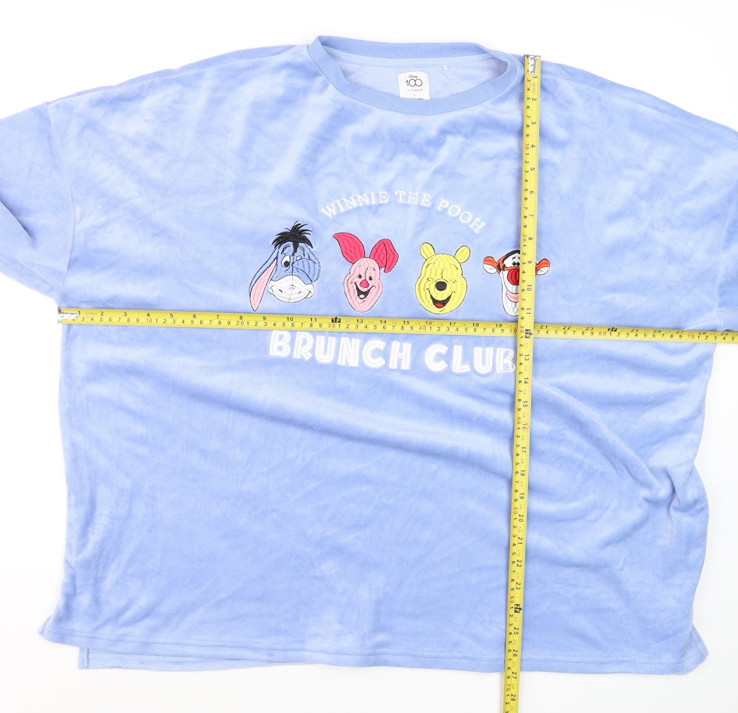 Disney Winnie the Pooh Brunch Club Blue Velour Sweatshirt Womens L Primark