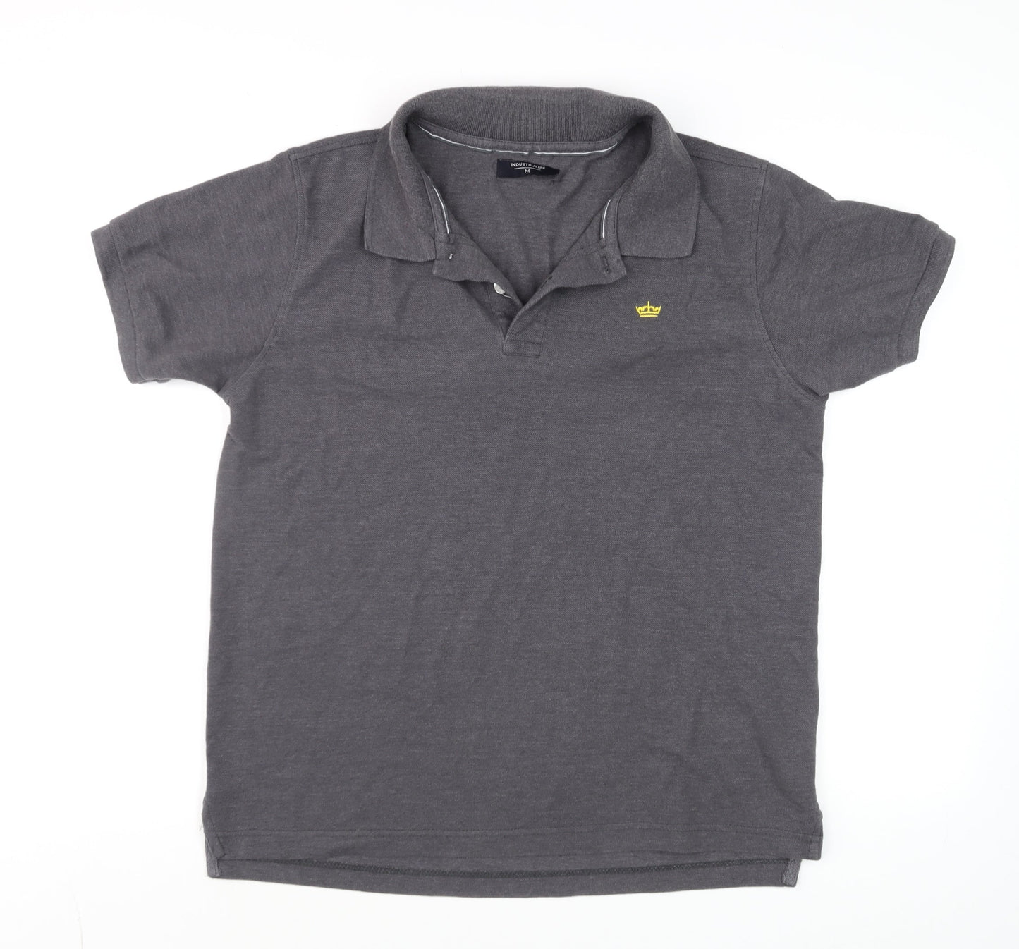 Industrialize Men's Grey Cotton Blend Short Sleeve Polo Shirt M