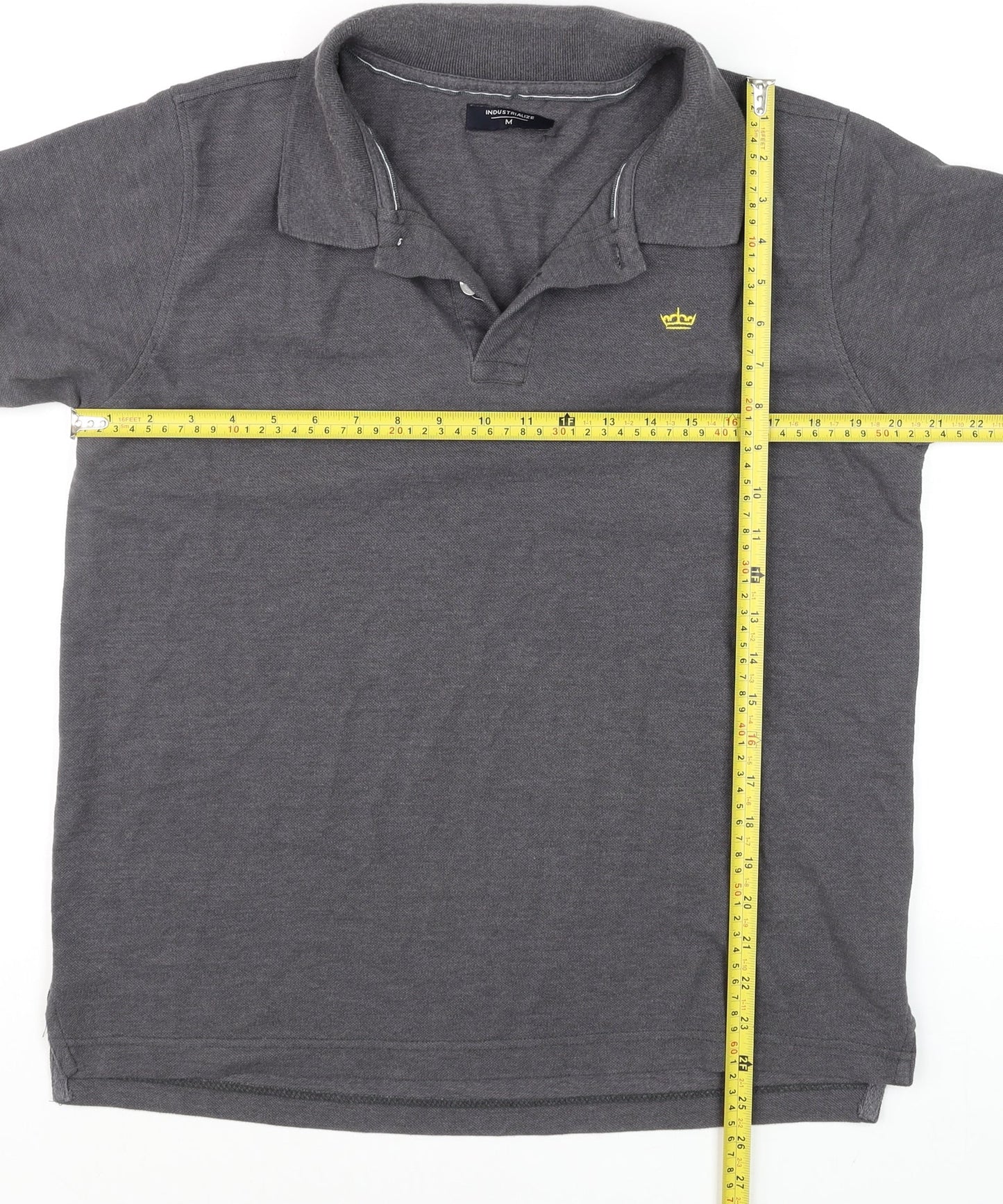 Industrialize Men's Grey Cotton Blend Short Sleeve Polo Shirt M