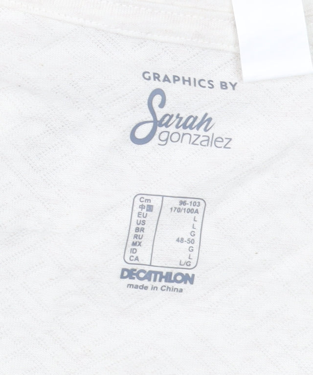 Decathlon Men's Beige Aztec Graphic Crew Neck T-Shirt Size L