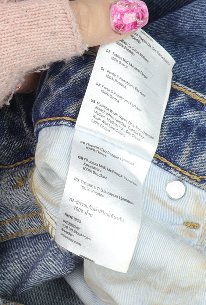 Weekday Men's Blue 26/32 Straight High Rise Denim Jeans