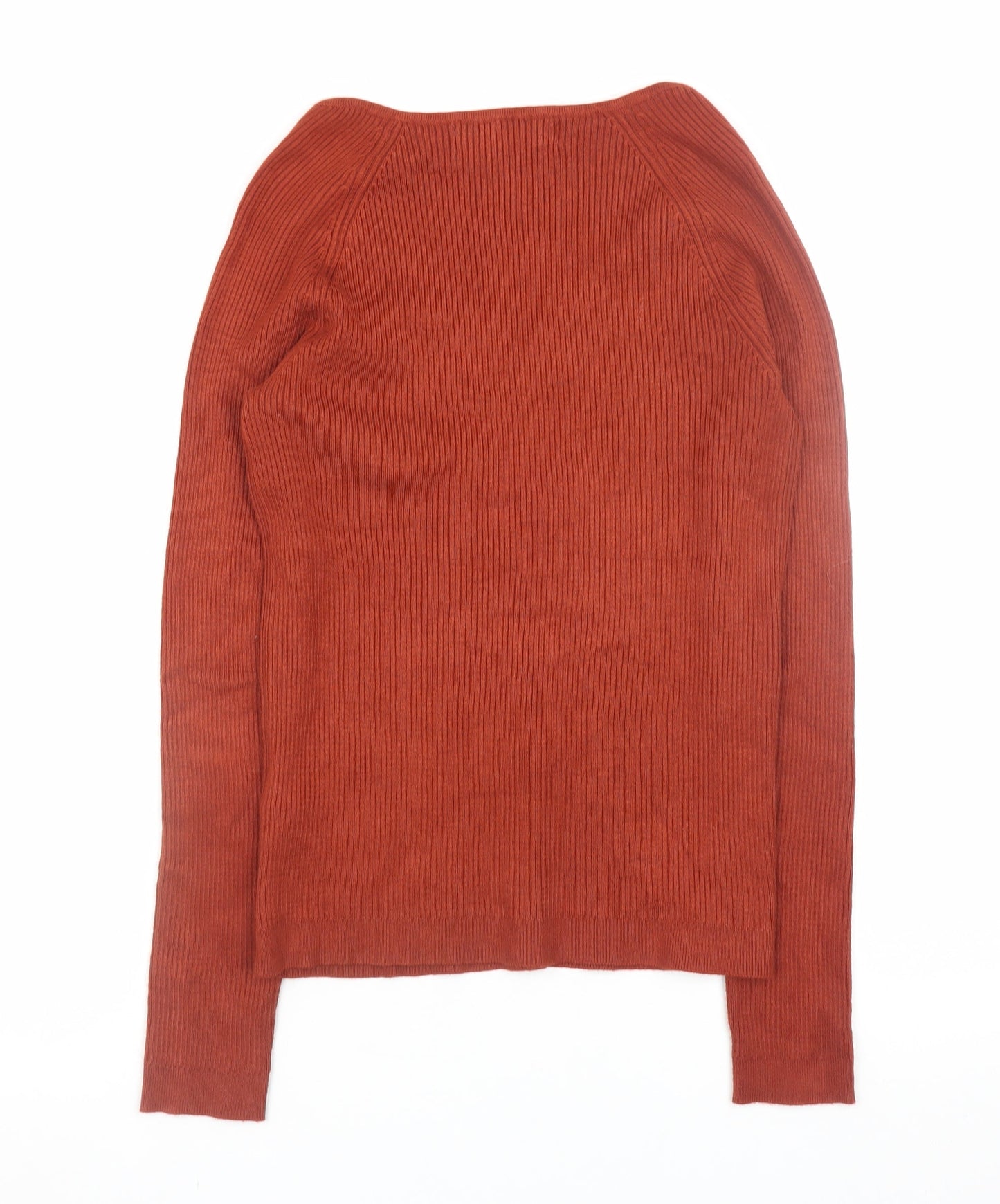 Primark Women’s Brown V-Neck Ribbed Long Sleeve Pullover Jumper M