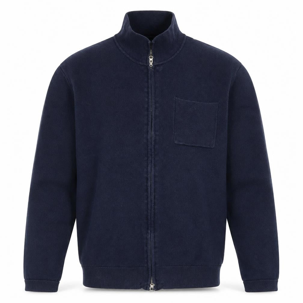 INDICODE Men’s Blue Full Zip Cotton Knit Jumper XL High Neck