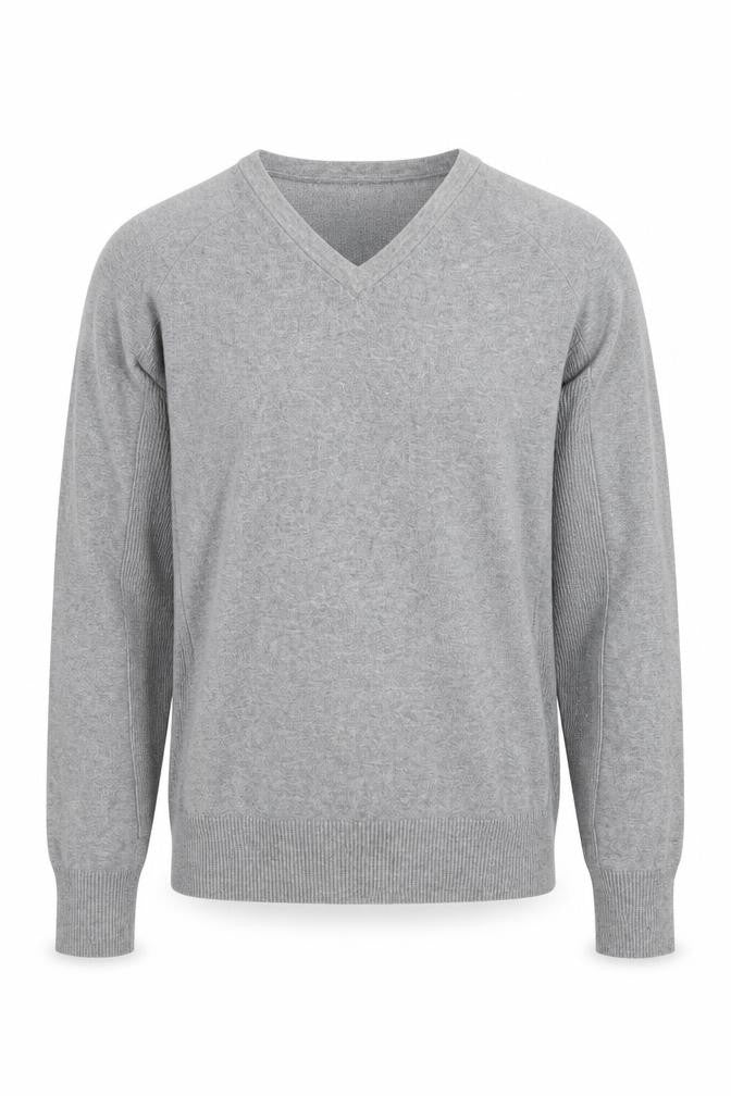 Next Men Grey V-Neck Cotton Cashmere Jumper Size S