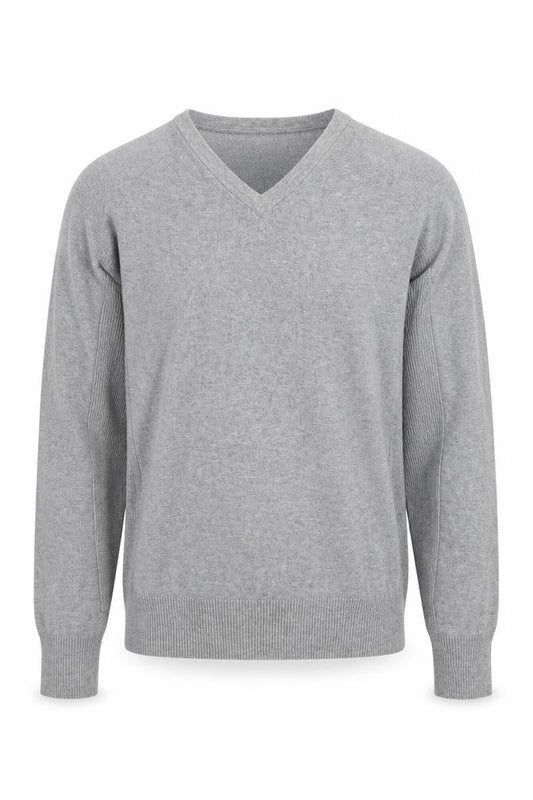 Next Men Grey V-Neck Cotton Cashmere Jumper Size S