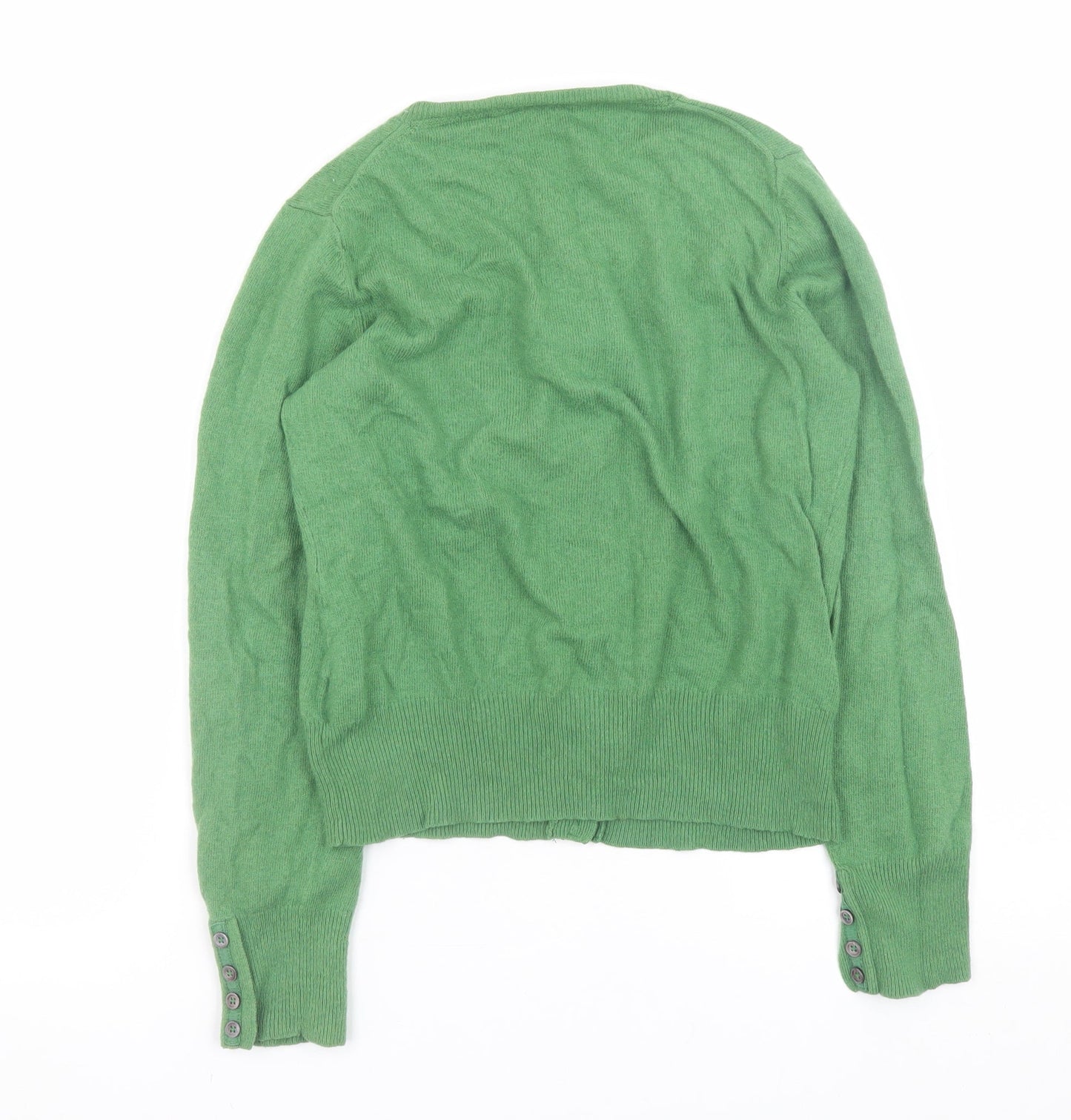 EAST Womens Green Lambswool Blend Button Cardigan Size 10