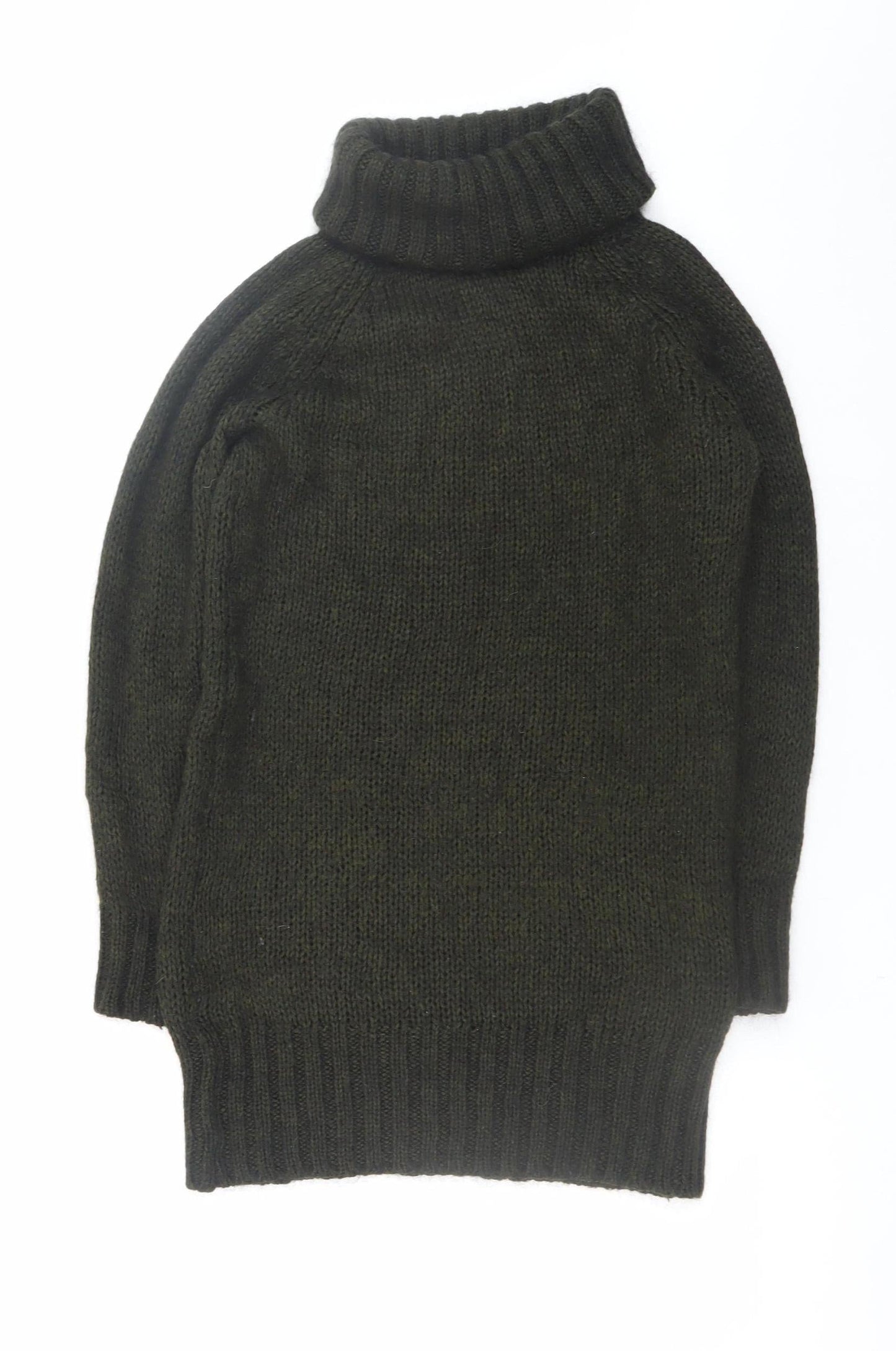 Zara Women Green Mohair Blend Roll Neck Jumper Dress Size 12