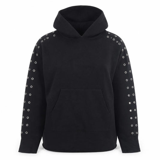 Zara Women Black Eyelet Hooded Knit Jumper Size S