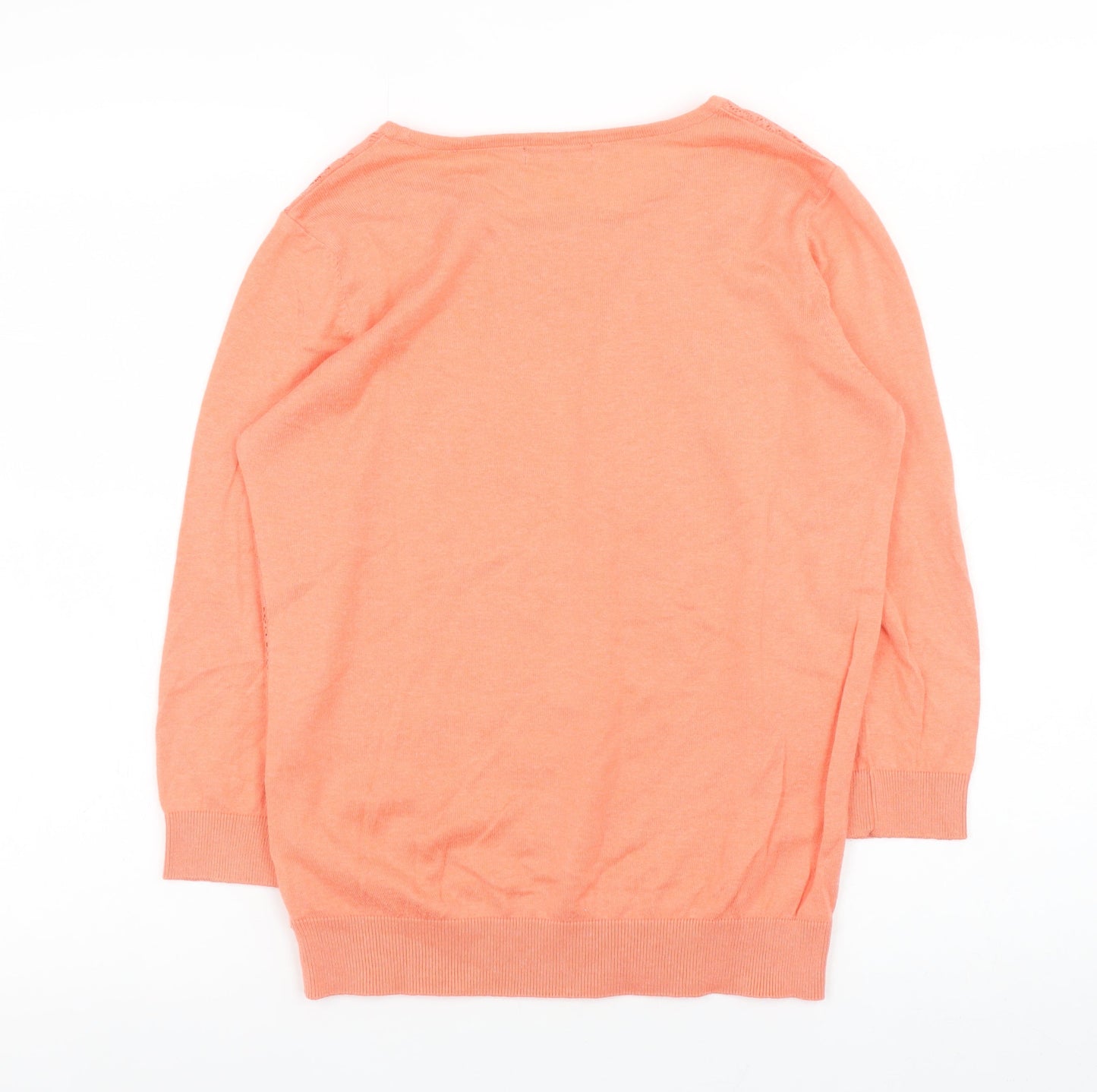 Wallis Women’s Orange Lace Knit 3/4 Sleeve Scoop Neck Jumper Size 10
