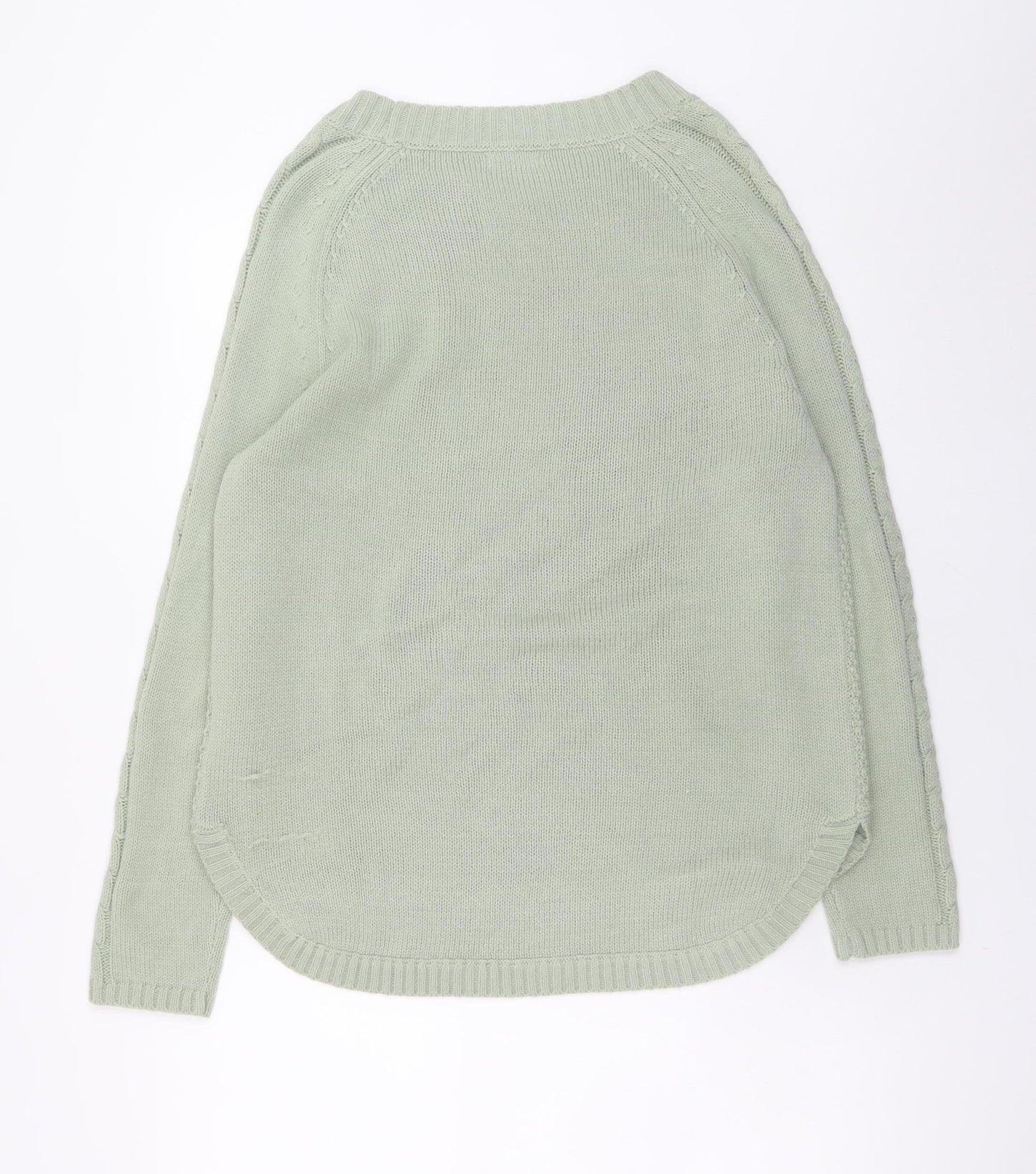 Damart Women Green Cable-Knit Crew Neck Long Sleeve Pullover Jumper Size M