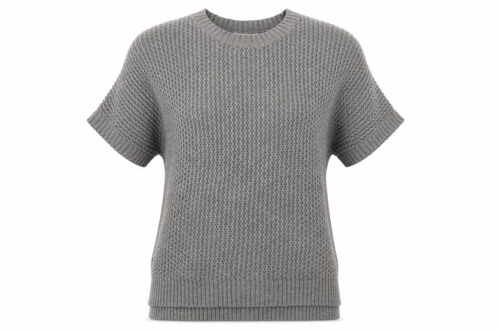 FatFace Women Grey Short Sleeve Chunky Knit Jumper UK 10