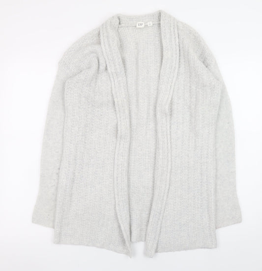 GAP Women's Grey Cable-Knit Open Cardigan XS Wool Alpaca Blend