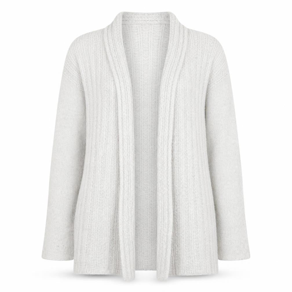 GAP Women's Grey Cable-Knit Open Cardigan XS Wool Alpaca Blend