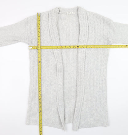 Gap Women's Grey Cable-Knit Open Cardigan XS Wool Alpaca Blend