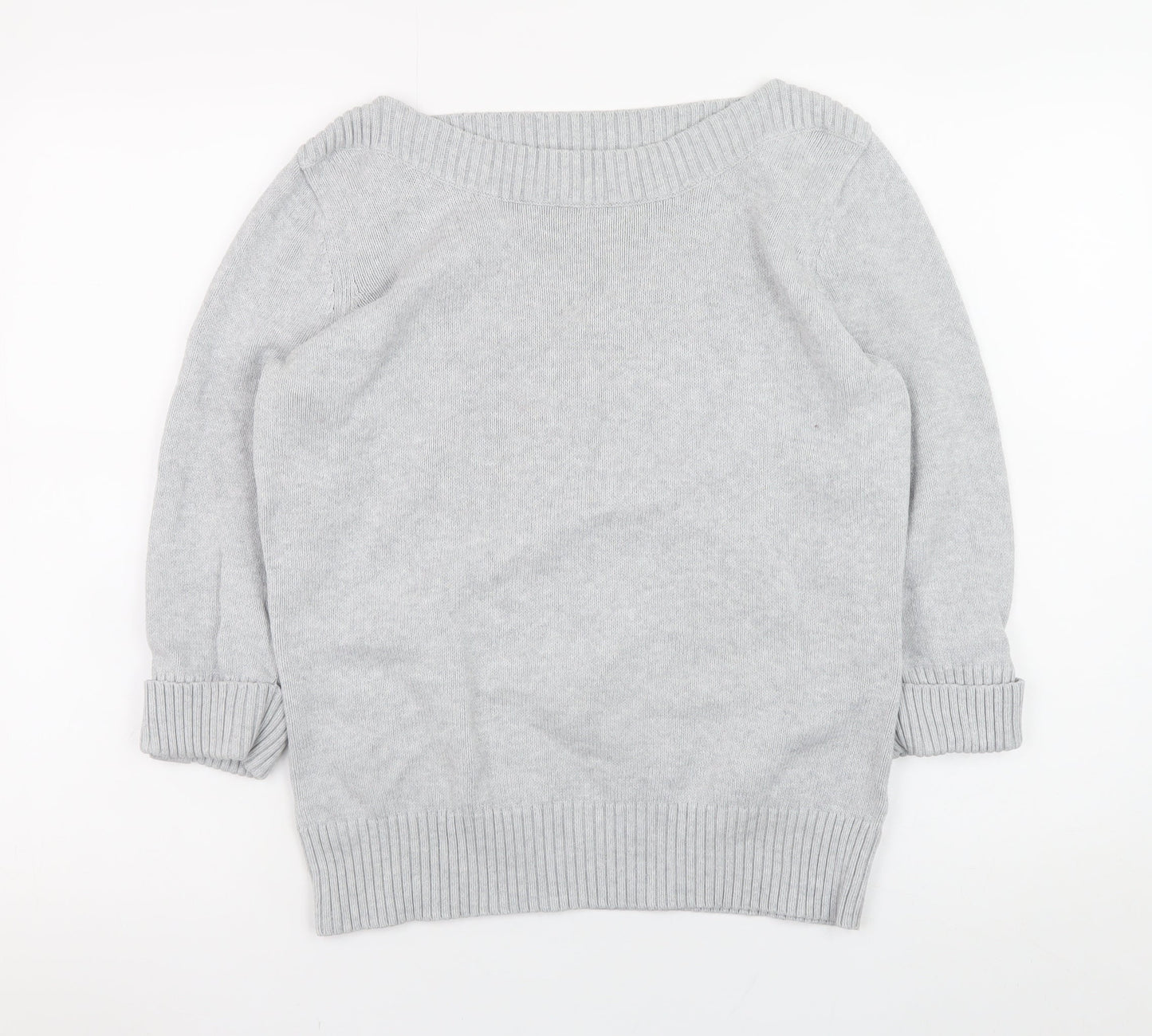 Marks and Spencer Women Grey Boat Neck 3/4 Sleeve Knit Jumper Size 16
