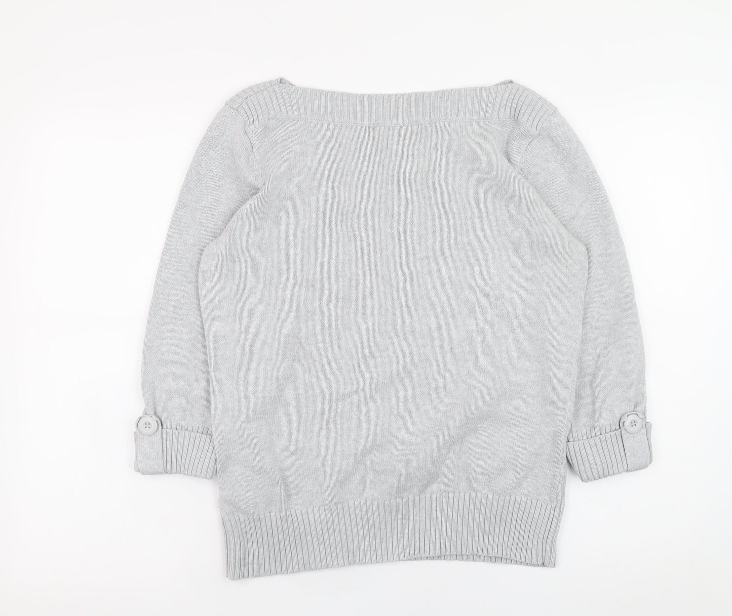 Marks and Spencer Women Grey Boat Neck 3/4 Sleeve Knit Jumper Size 16