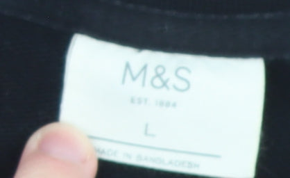 Marks and Spencer Men's Black L Pullover Crew Neck Cotton Sweatshirt