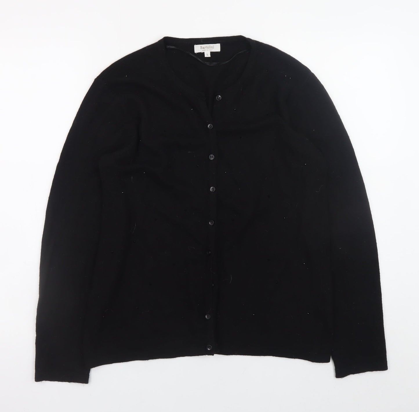 Bartolini Women's Black Merino Wool Blend Cardigan L