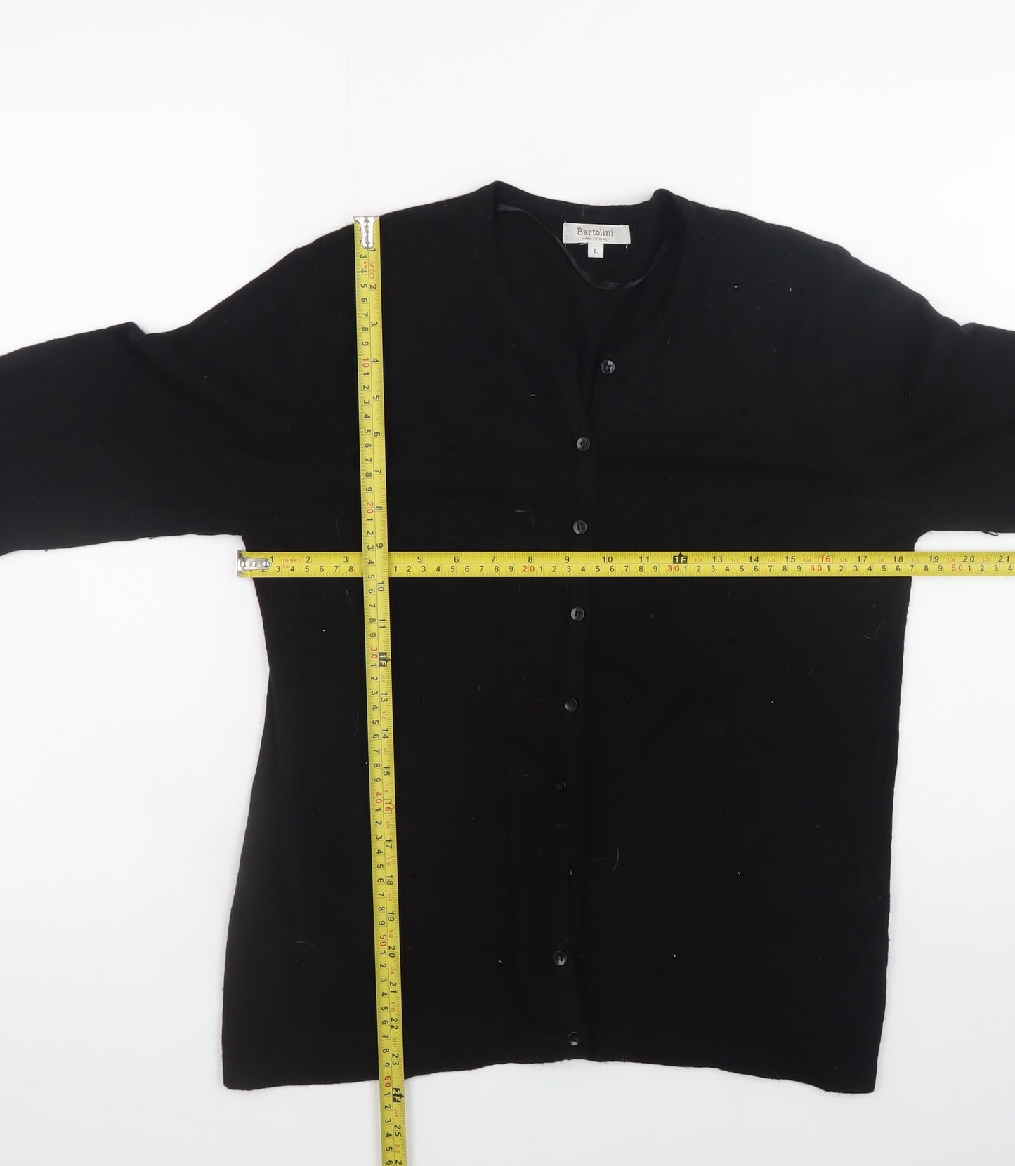 Bartolini Women's Black Merino Wool Blend Cardigan L