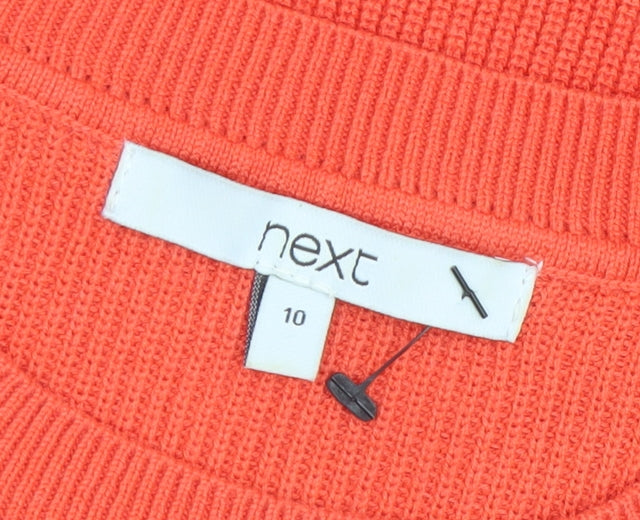 Next Women Orange Knit Ruffle Shift Dress Size 10