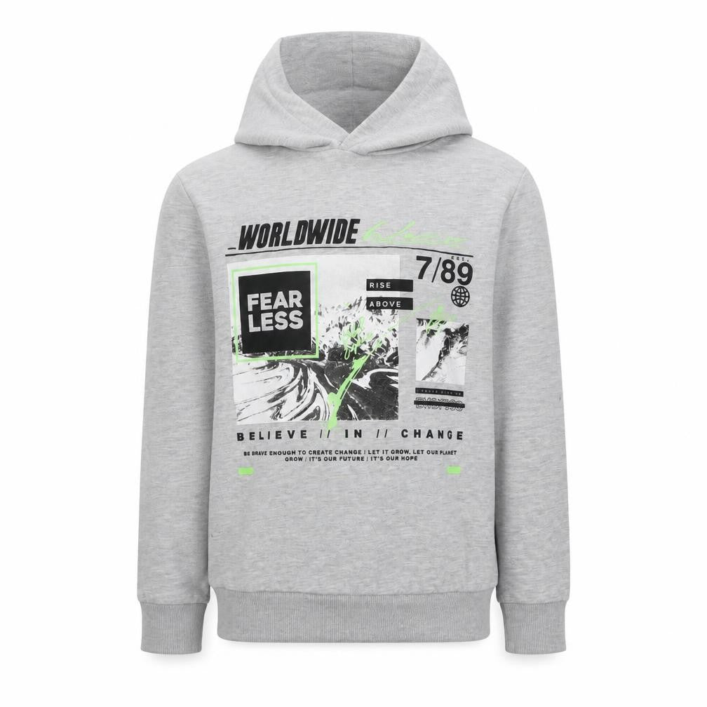 Dunnes Boys Grey FEARLESS Graphic Pullover Hoodie 10-11 Years