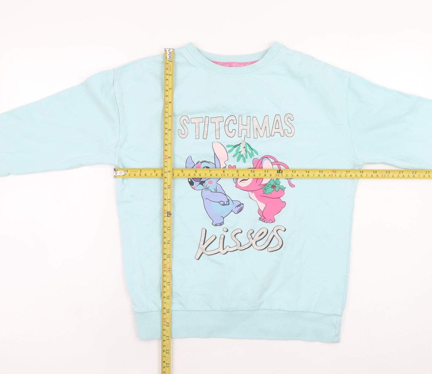 Disney Stitch Girls Blue Christmas Pullover Sweatshirt 10-11 Years Primark
