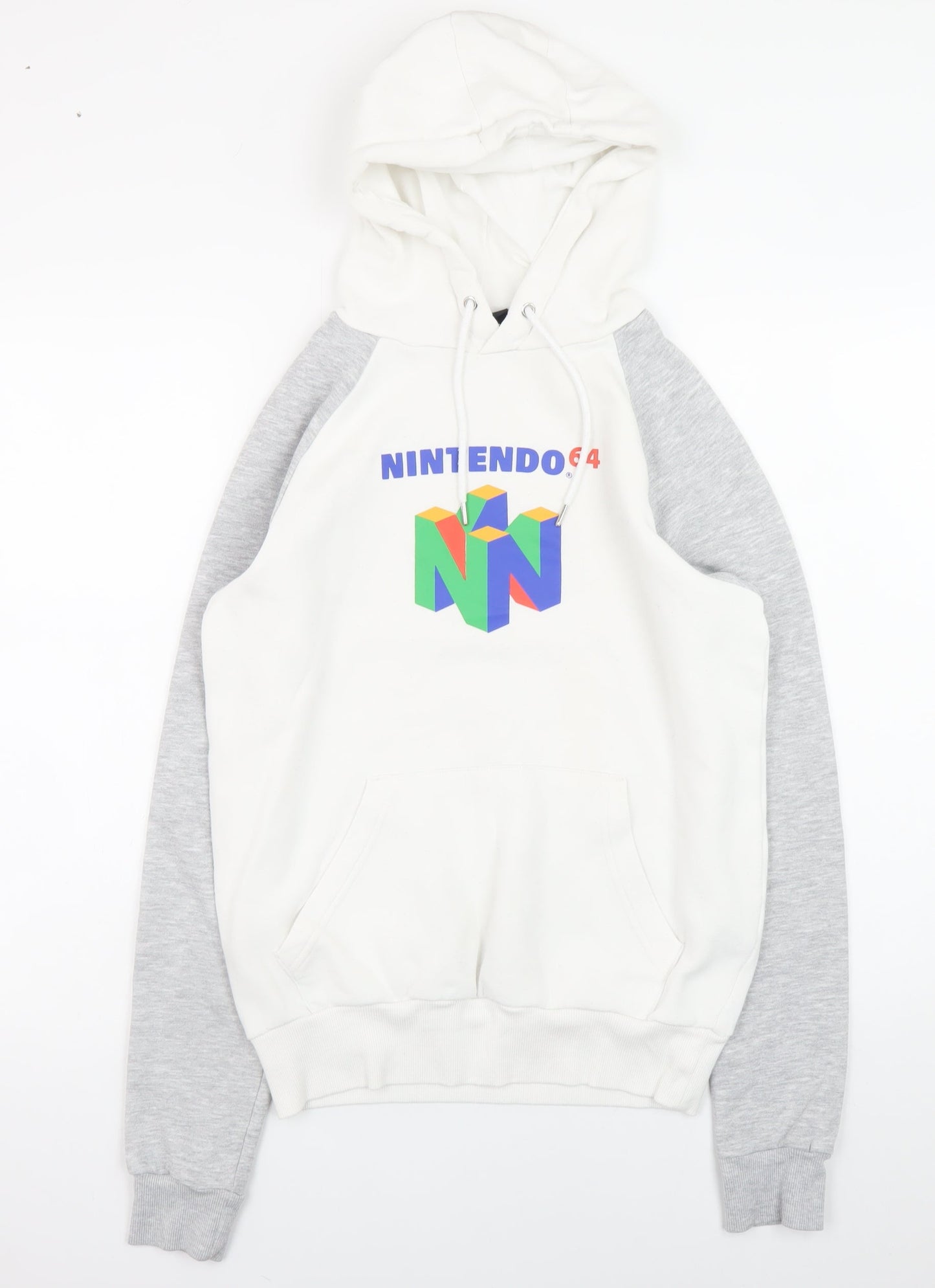 Nintendo 64 Men’s White & Grey Pullover Hoodie S Graphic Retro Gaming
