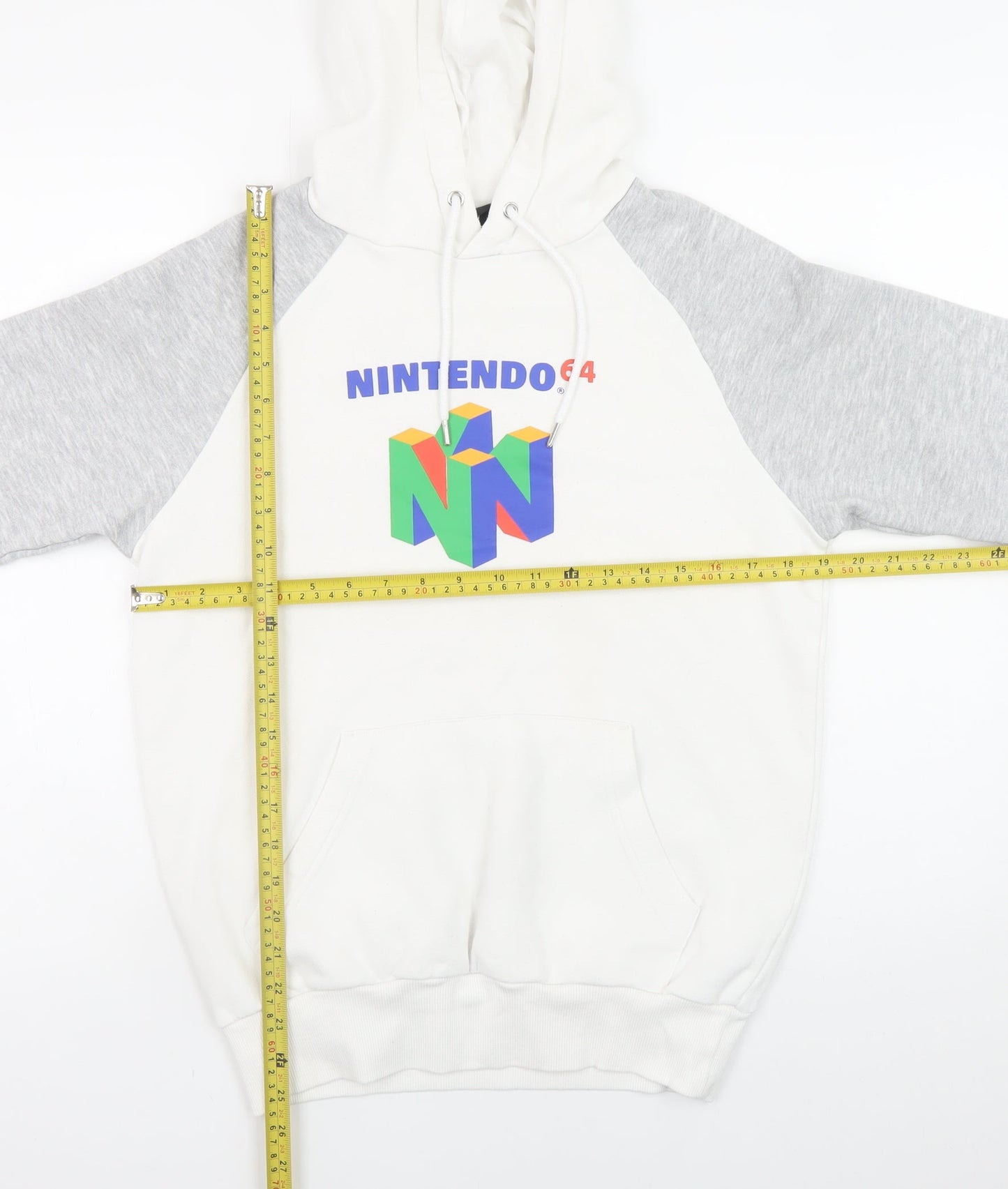 Nintendo 64 Men’s White & Grey Pullover Hoodie S Graphic Retro Gaming