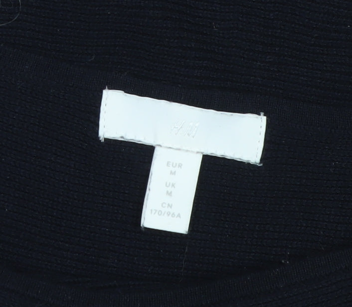 H&M Women’s Black Boat Neck Knit Pullover Jumper Size M