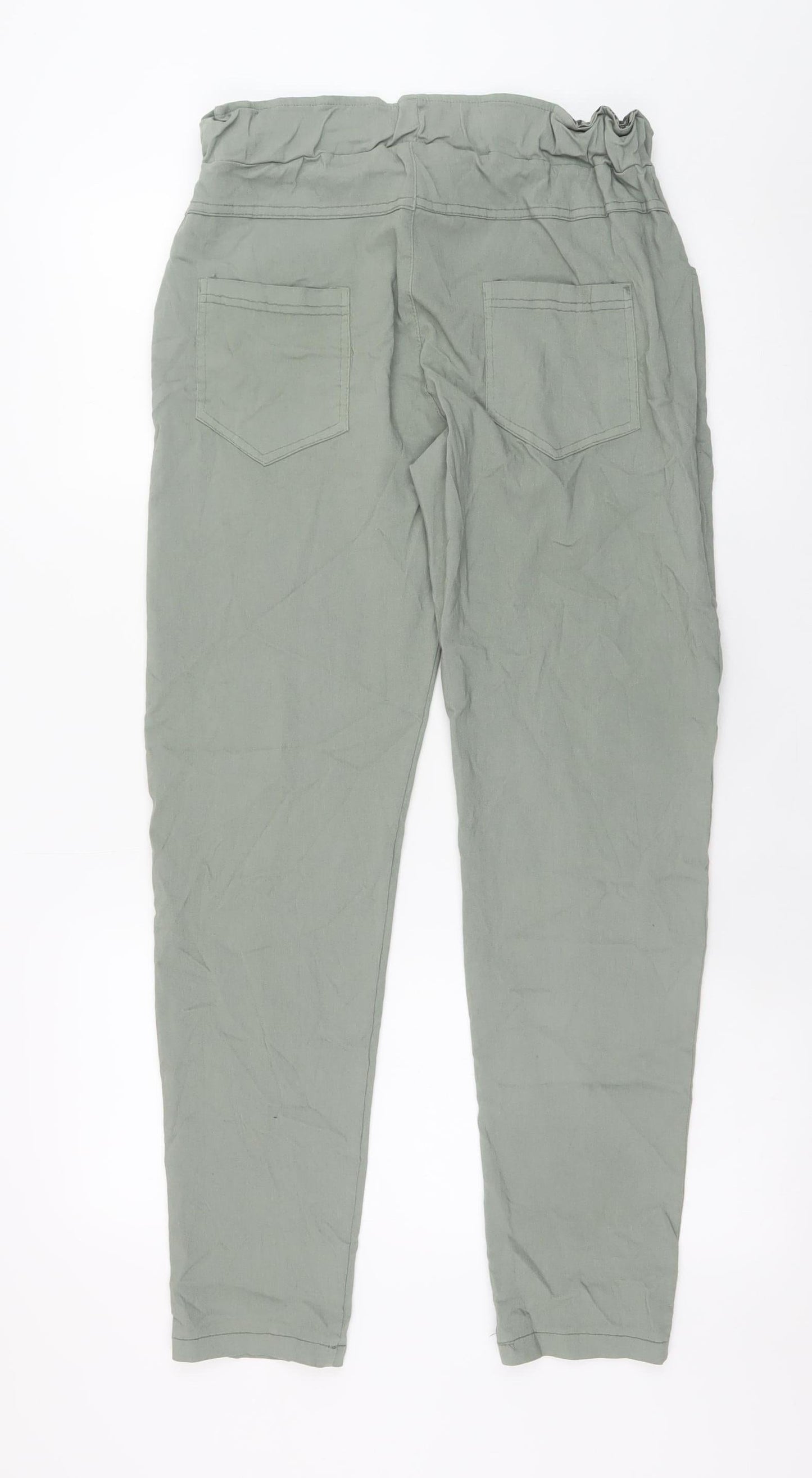 BW Women’s Green Viscose Jogger Trousers Size L Drawstring Waist