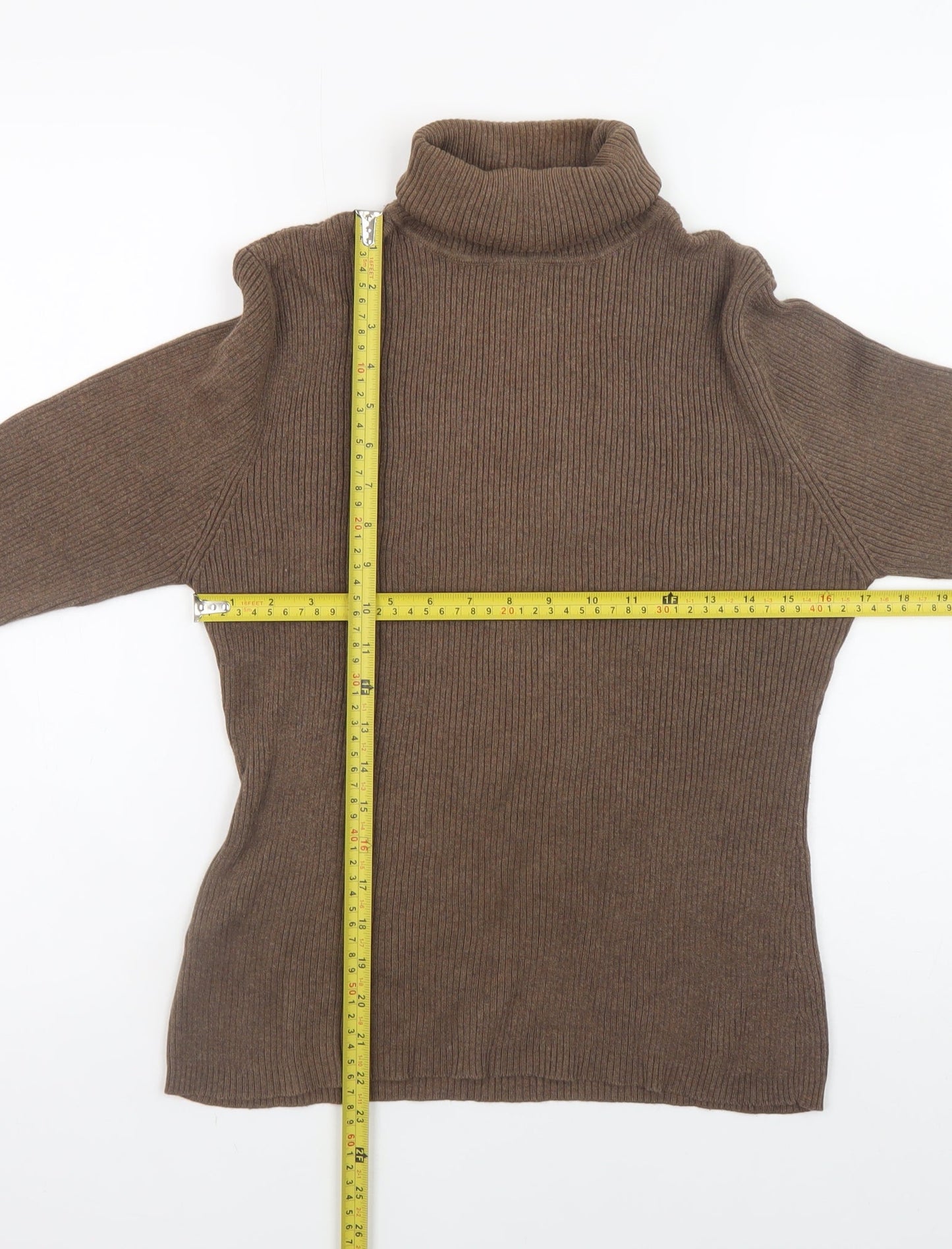 Papaya Women's Brown Roll Neck Cotton Jumper Size 18