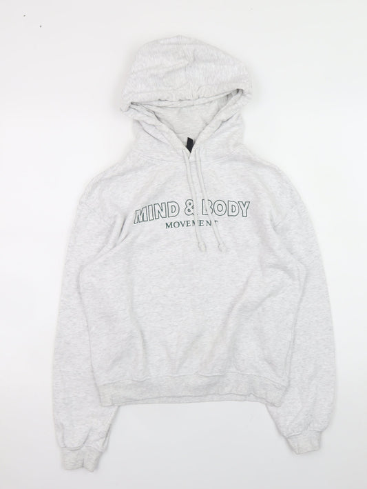 H&M Divided Women’s Grey Mind & Body Hoodie XS Pullover Cotton Blend