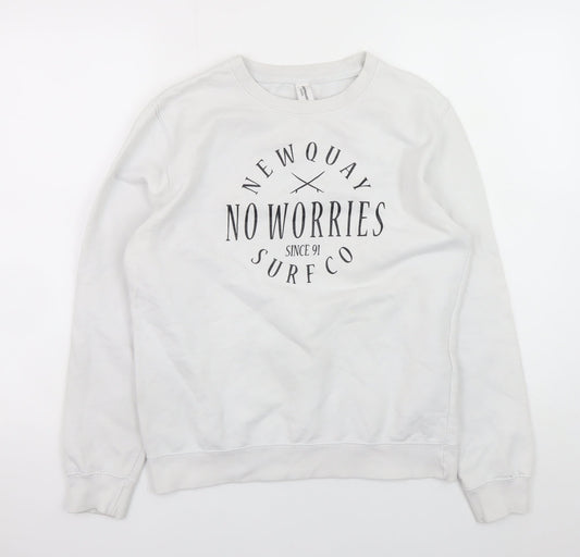 JustHoods AWDIS Womens White XS Pullover Sweatshirt Surf Graphic