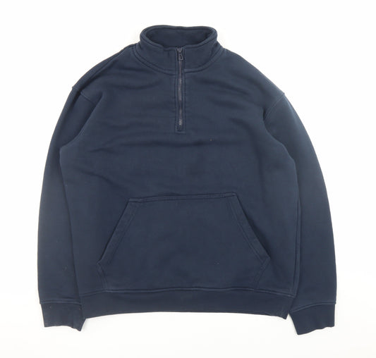 Dunnes Stores Men’s Blue 1/2 Zip Pullover Sweatshirt M Relaxed Fit