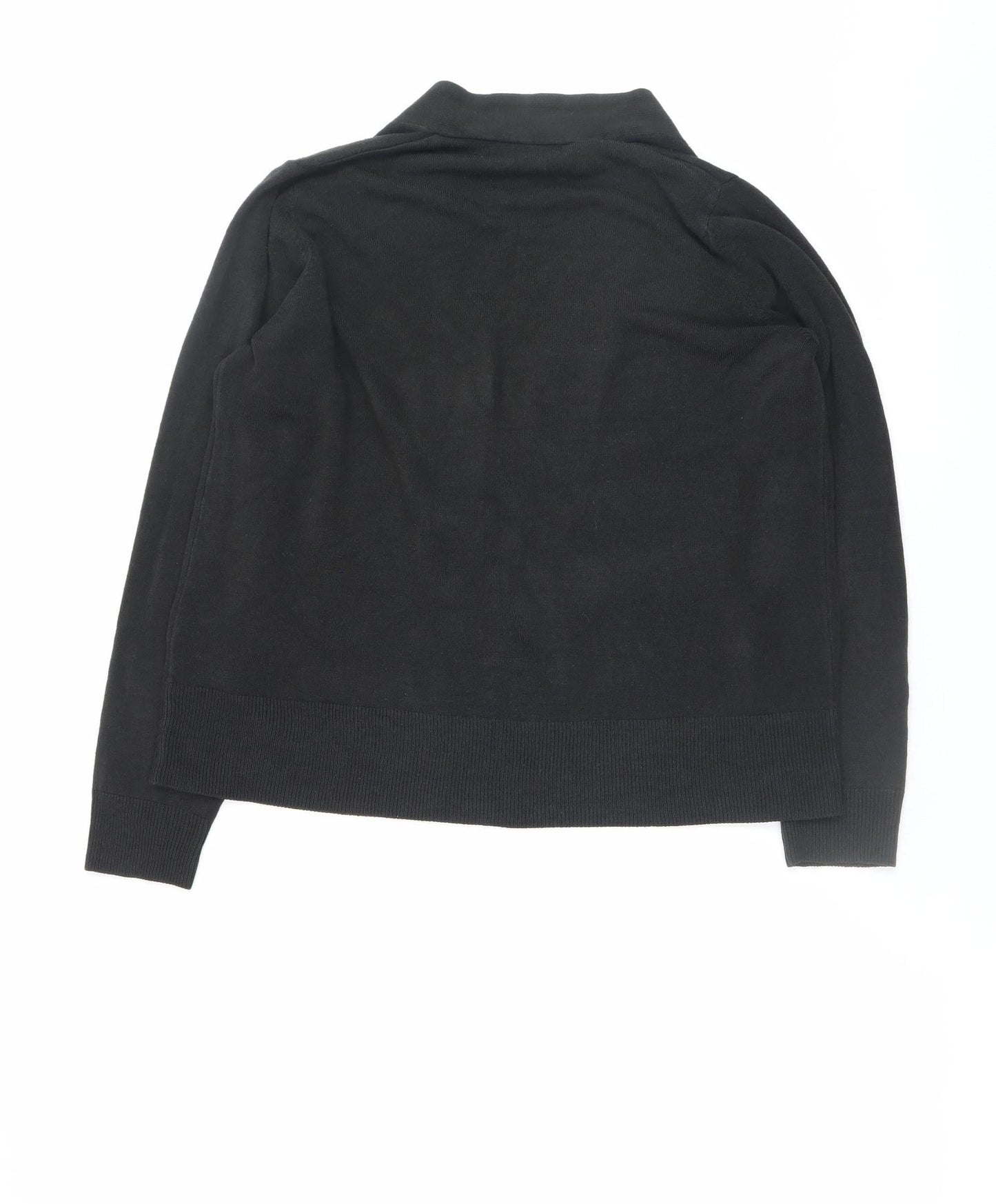 Marks and Spencer Womens Black Cotton Open Long Sleeve Cardigan L