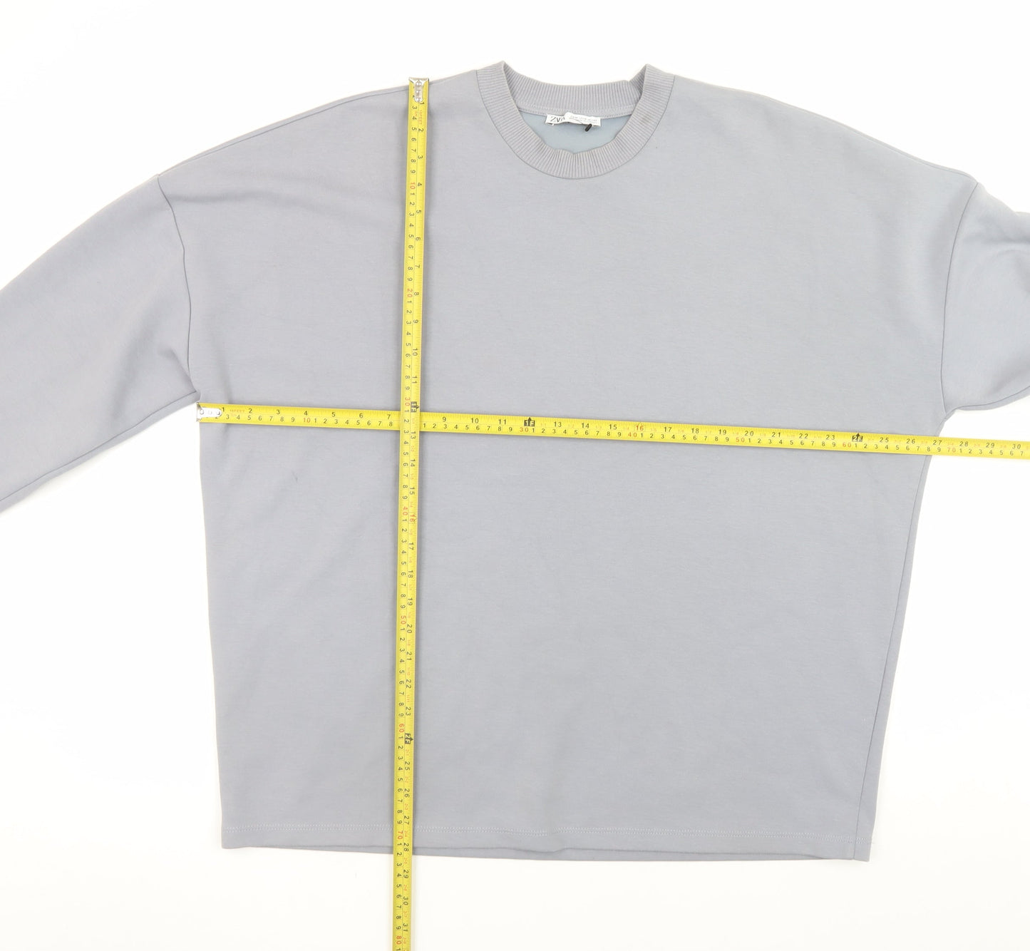Zara Women Grey Crew Neck Pullover Sweatshirt Size M