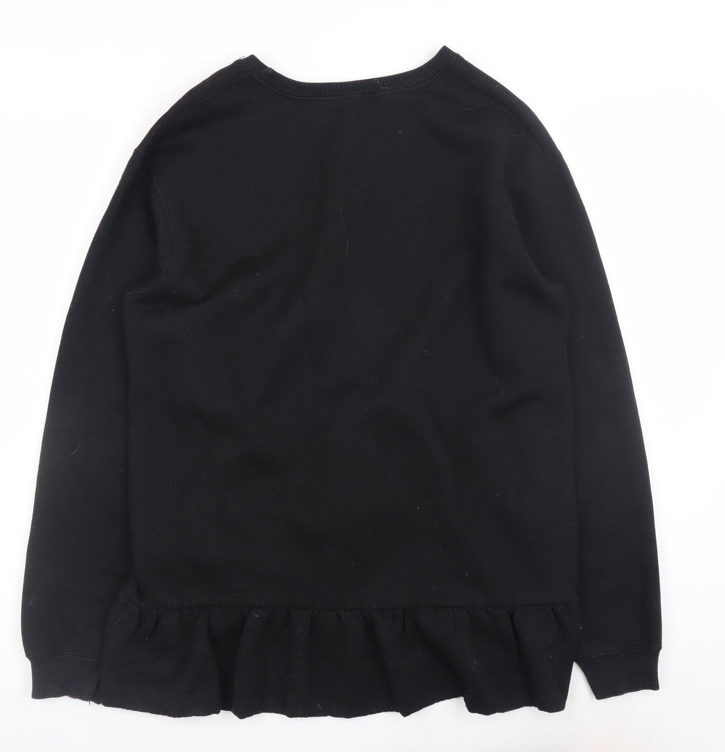 GTW Urban Women's Black Ruffle Hem Pullover Sweatshirt Size M