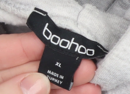 Boohoo Women’s Grey Pullover Hoodie XL Cotton Blend Casual