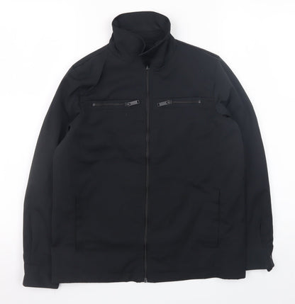 Additional front view of River Island boys’ black windbreaker jacket 9-10 years lined full zip casual