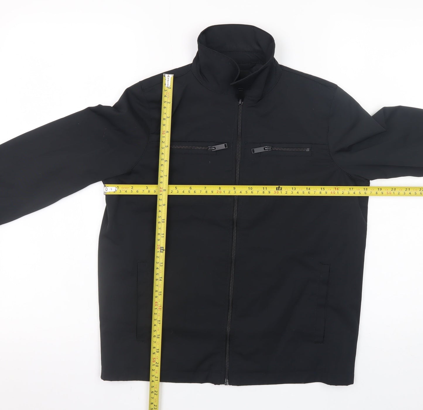 River Island Boys Black Windbreaker Jacket 9-10 Years Lined Full Zip Casual