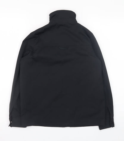 Close-up detail of River Island boys’ black windbreaker jacket 9-10 years lined full zip casual