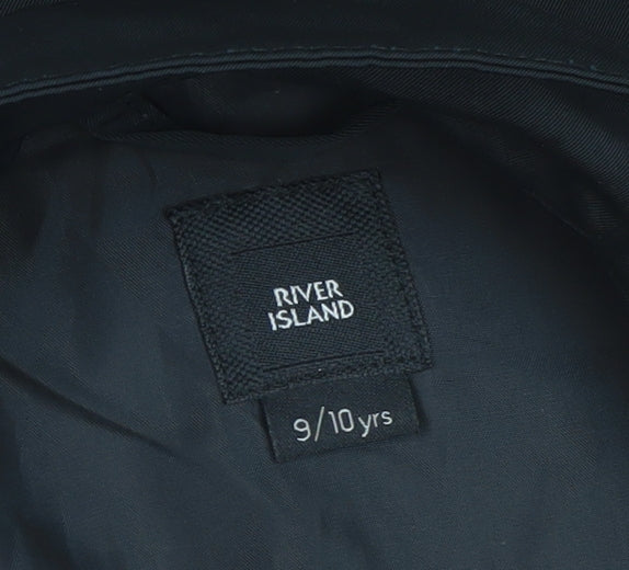 River Island Boys Black Windbreaker Jacket 9-10 Years Lined Full Zip Casual